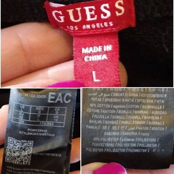 Guess Y2K Black Strapless White Side Logo Tape Fleece Jumpsuit Large - Picture 12 of 12